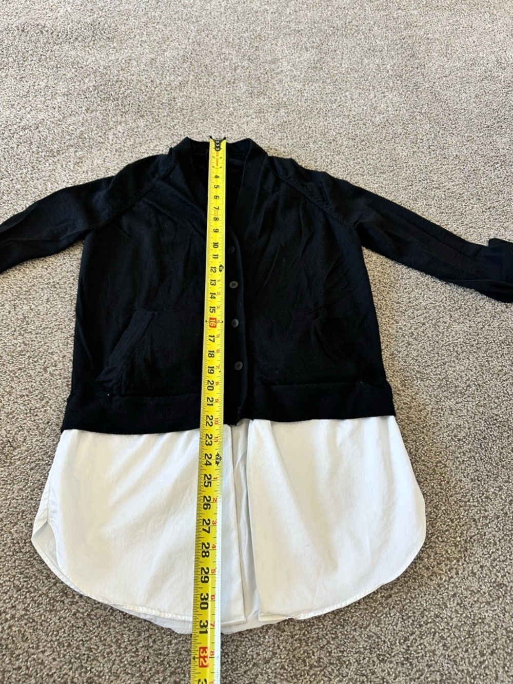 Cos Hybrid Layered Wool Cardigan Size XS Black White - Picture 10 of 12
